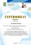 Сертификат за II место в фестивале-конкурсе "Юный шахматист"